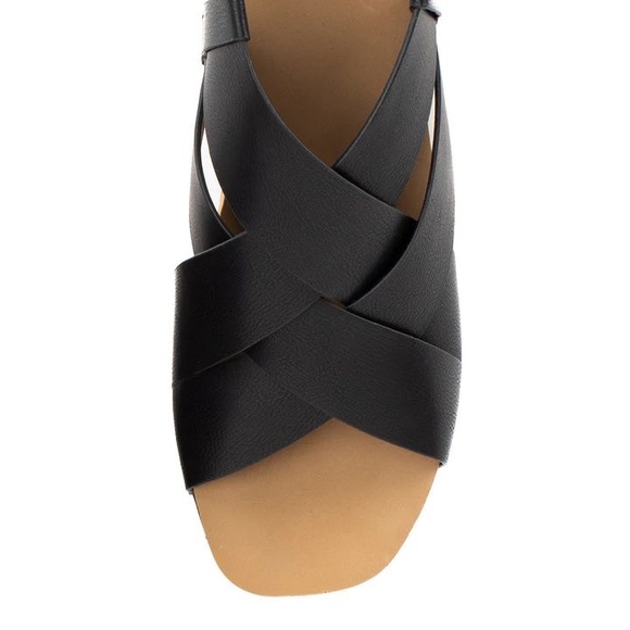 Black Leather Strappy Wedge Sandal - Picture 3 of 3